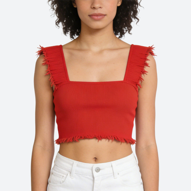 square-neck-wide-strap-raw-edge-fringe-cropped-top