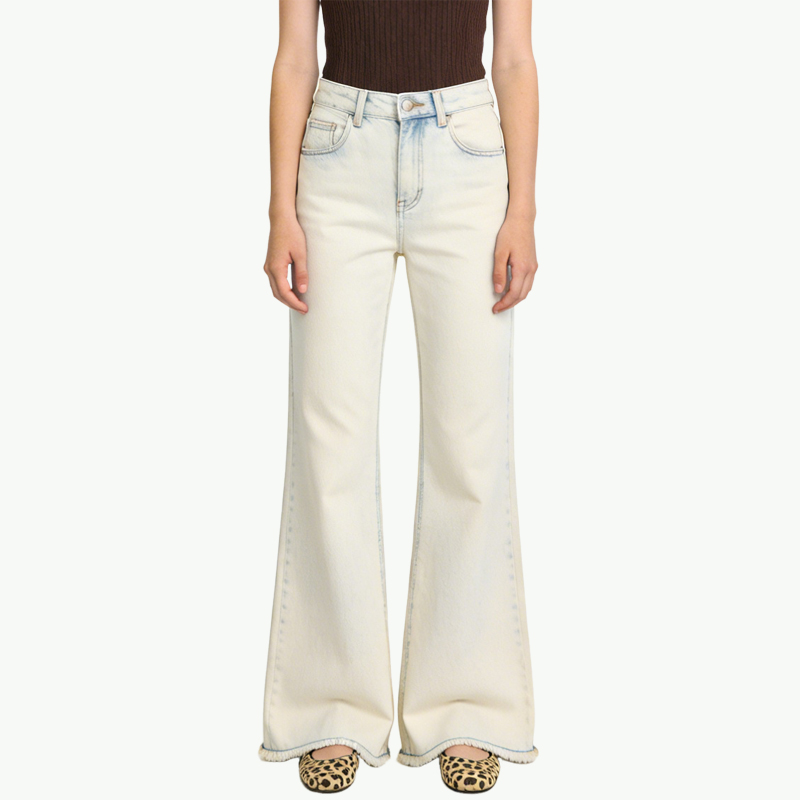 womens-elastic-light-wash-high-waisted-flared-jeans