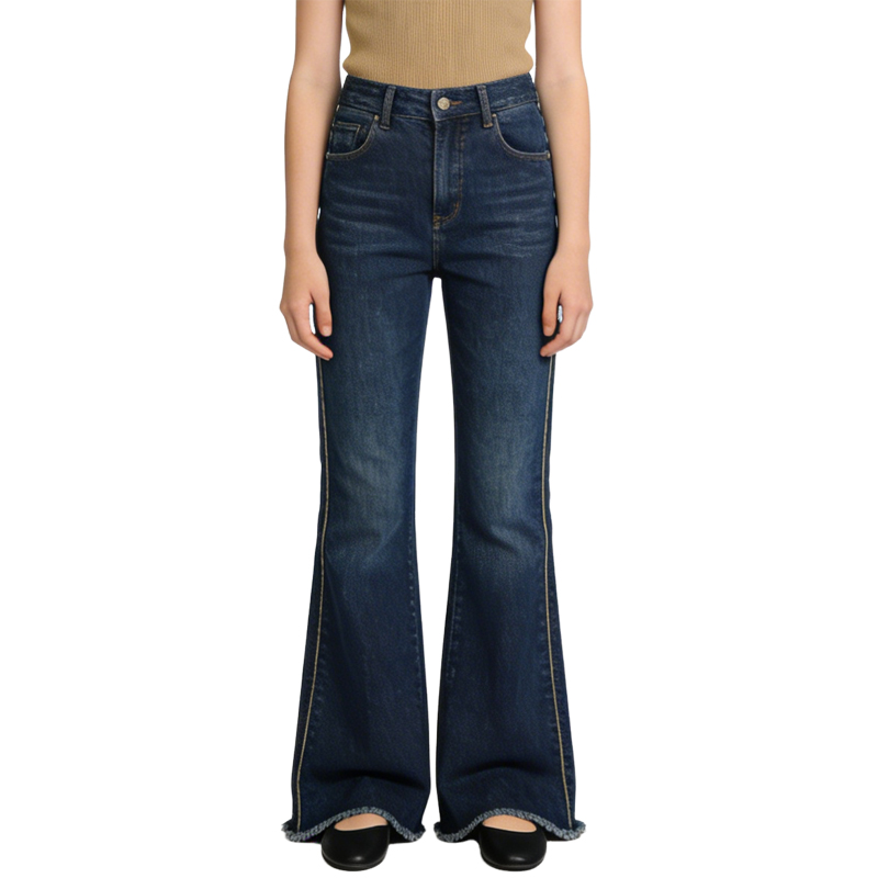 womens-elastic-dark-wash-high-rise-flared-jeans
