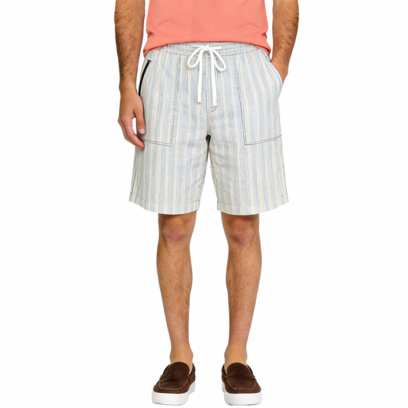 mens-retro-striped-drawstring-shorts