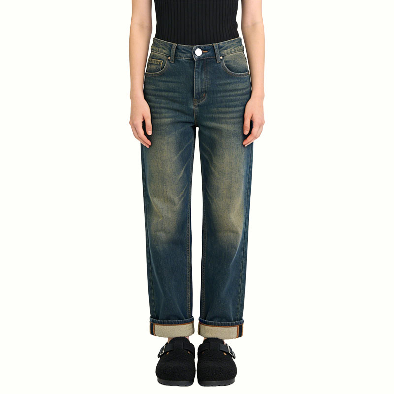 vintage-faded-wash-cuffed-hem-straight-leg-jeans
