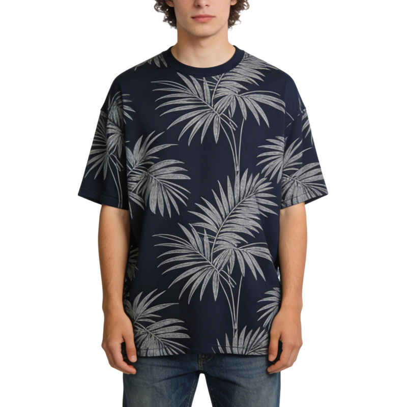 mens-tropical-palm-print-crew-neck-t-shirts